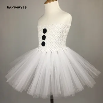 Сладко сладко детско бяла снежна рокля-пакет за момичета, вязаное на една кука, тюлевое рокля с черни точки, Детски Cosplay, Празничен костюм, Сватбени рокли