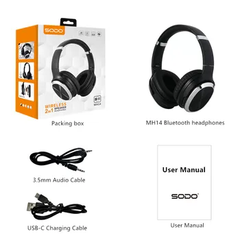 Слушалки, Bluetooth SODO-MH14 Над ухото Безжични слушалки с 3 режима на еквалайзера, стерео слушалки HiFi с микрофон Подкрепа TF карта FM