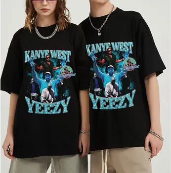 Тениска Kanye West Мъжки Дамски Негабаритная Тениска Унисекс с къс ръкав Harajuku Памук Ежедневни Тениска Плюс Размера на Градинска облекло Потници