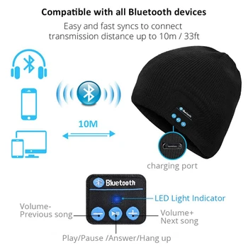 Топла Шапка Bluetooth Музикална Шапчица Шапчица Bluetooth Безжична Музикална Шапка за слушалки Бягане Спортен разговор Прослушване на песни