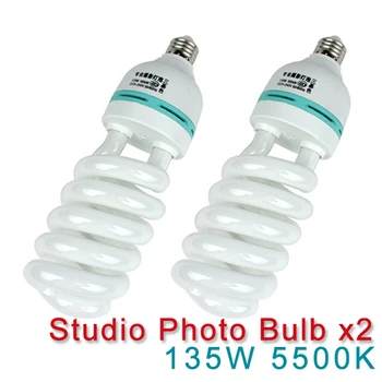 Фотографско студио, Енергоспестяващи Крушки 2 бр. 135 W Лампа 5500 За Осветление E27 Едисон за Снимка Софтбокс Бяло осветление