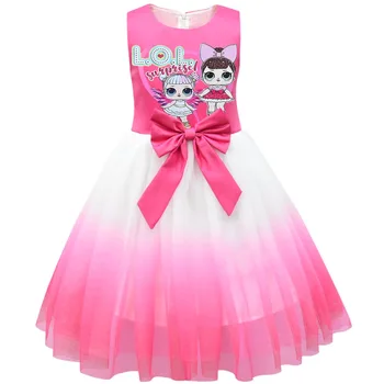 ХАХА Розова сватбена рокля на принцеса за момиченца LOL Изненада за момичета Тюл пушистое вечерна рокля на принцеса рокля-пакетче vestidos