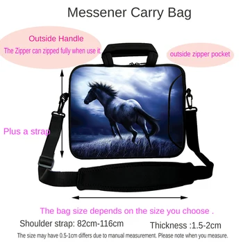 Чанта за носене с дръжка за лаптоп от неопрен 17 15,4 14 13 12 10 10,1 11,6-- инчов портфейл-месинджър за лаптоп с пагон Чанта за носене