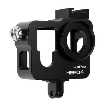 герой 4 Герой 3+ Защитен корпус от алуминиева сплав с ЦПУ+Филтър обектив+ светкавица за Gopro hero4 3+ аксесоари за фотоапарати