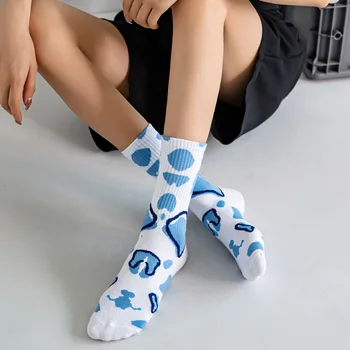 забавен принт крави хип-хоп чифт чорапи calcetines mujer harajuku meias дамски спортни скейтбордове скарпетки дамски дамски памучни чорапи