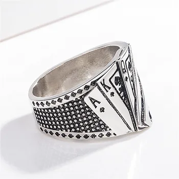 2021 Нови бижута от сребро 925 проба човек ретро Магьосник Покер пръстен Мъжка мода Закрита версия на луксозното качество на широк пръстен