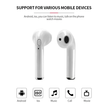 Bluetooth 5.0 Слушалки I7s TWS Безжични Слушалки Спортни Слушалки Слушалки с Микрофон за всички смарт телефони Xiaomi Huawei Samsung, LG
