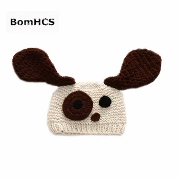 BomHCS Прекрасно Куче Големи Уши Шапка Ръчна изработка Вязаная Детска шапка Зимни дамски топли шапки