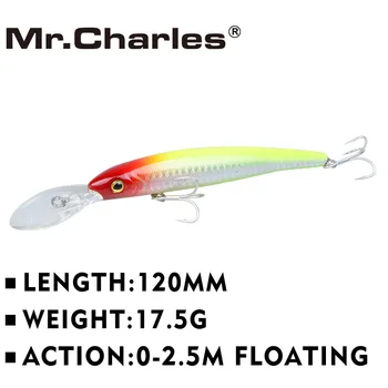 Г-н Чарлз CMC017 Риболовна стръв 120 мм/17,5 г 0-2,5 м Плаващ твърда стръв Лещанка 3D очите Силно изкушение Куката от високо стомана
